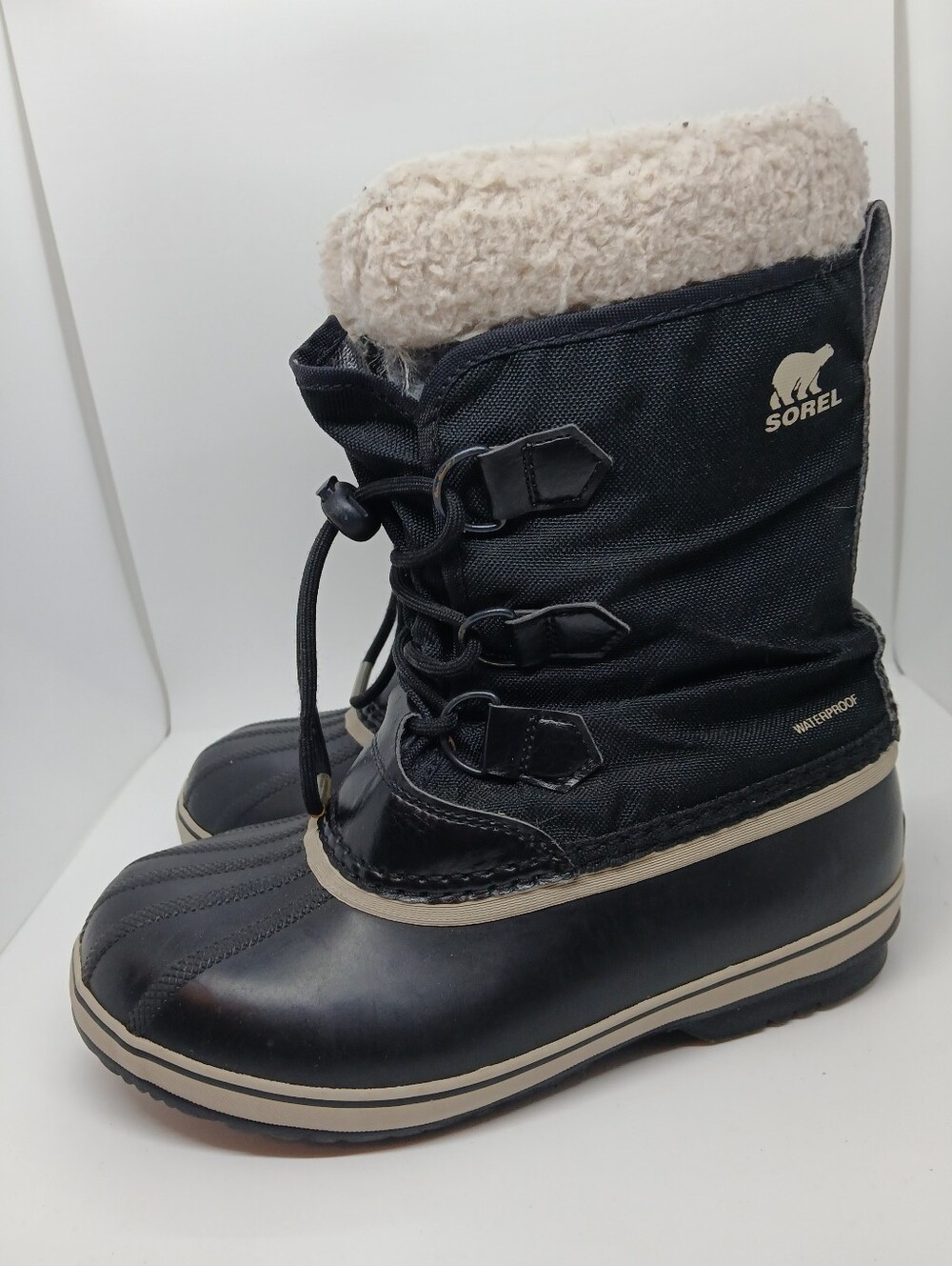 SOREL Yoot Pac Nylon Waterproof Snow Boots Black (Youth 5Y / Women 6.5)